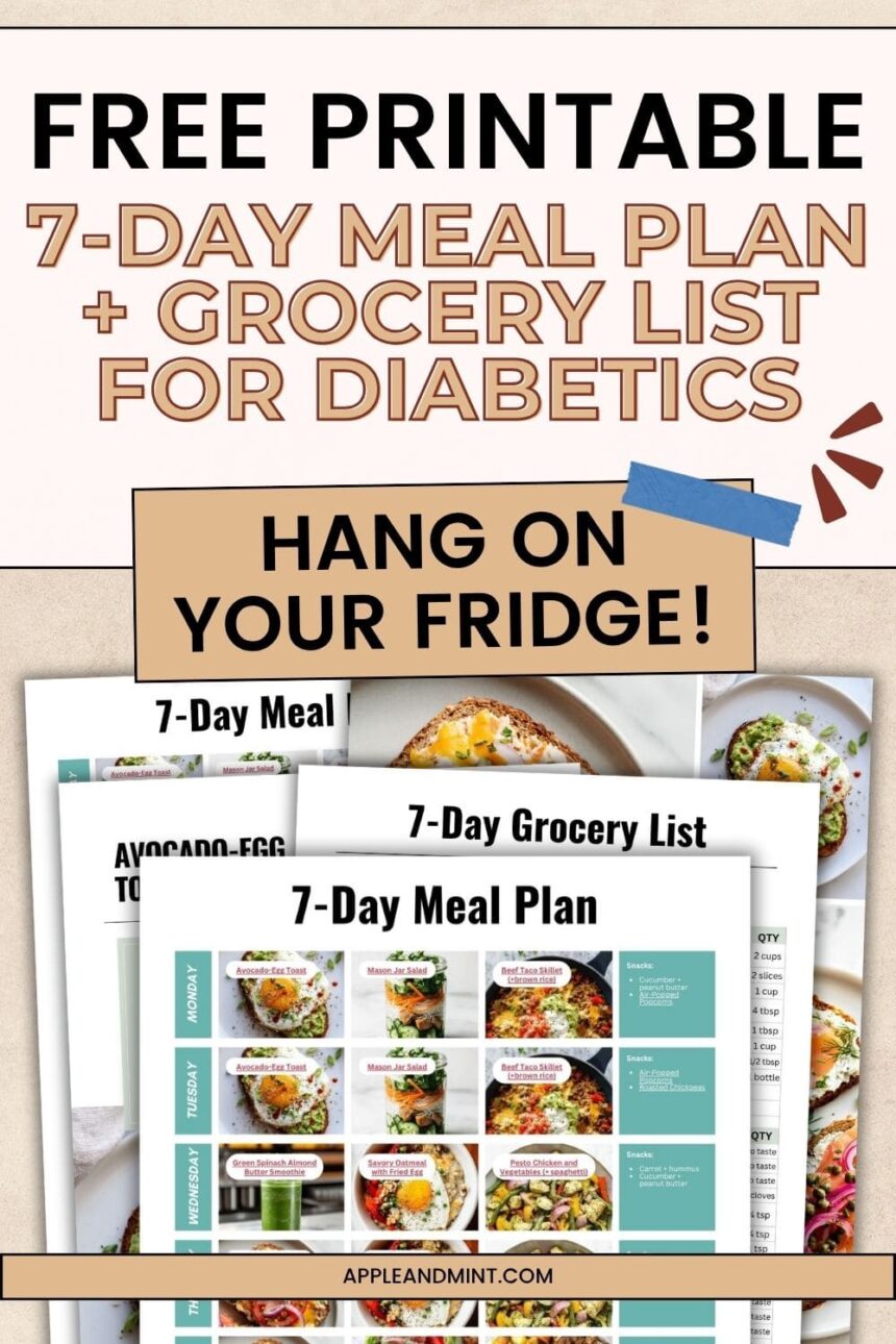 7 day meal plan for diabetics