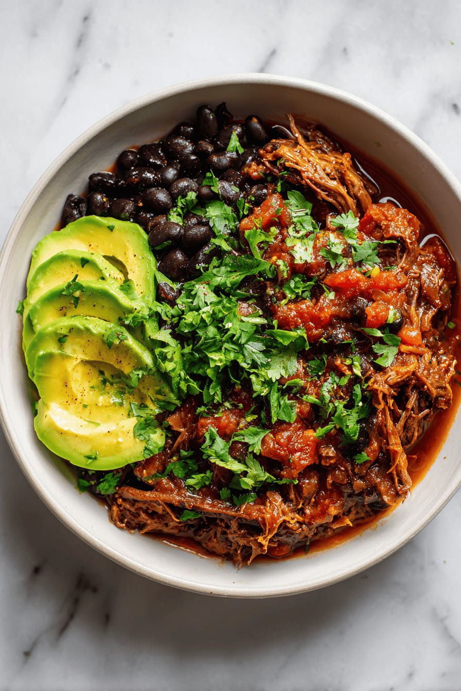 Mexican Shredded Beef Bowl - healthy crockpot meals for diabetics