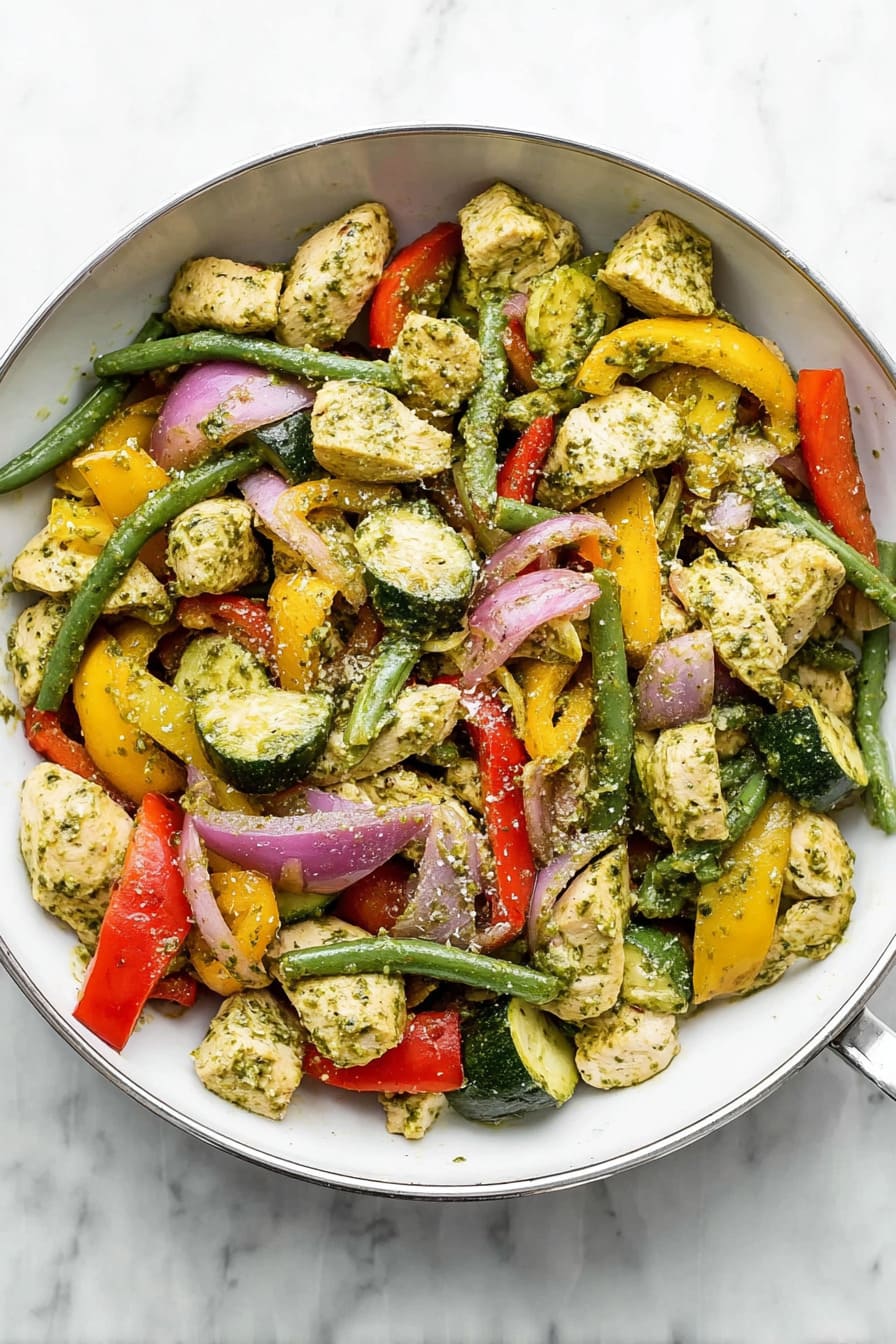 Pesto Chicken and Vegetables - 7 day meal plan for diabetics