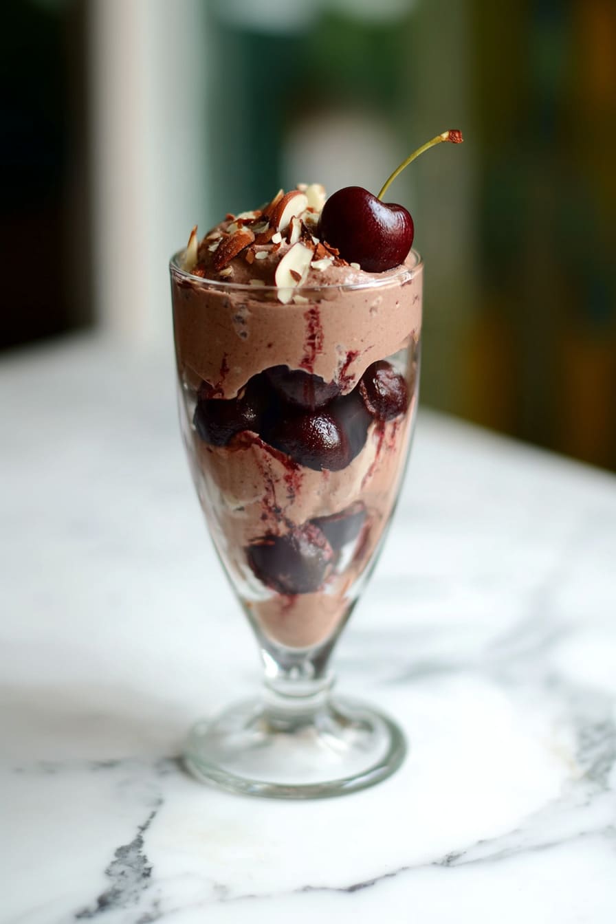 Chocolate Cherry Almond Yogurt Parfait