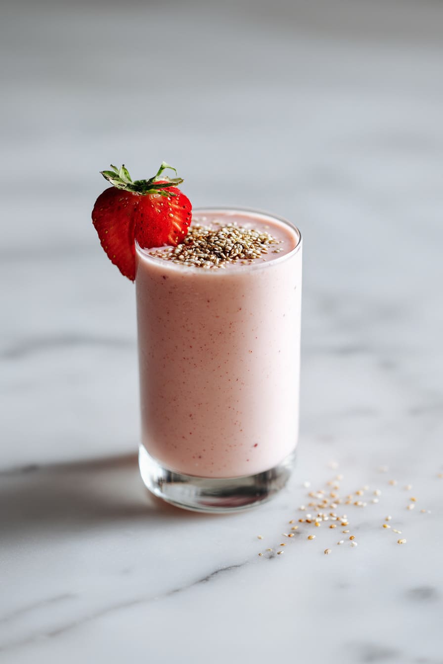 Strawberry Flax Protein Shake - low-carb protein shakes for diabetics