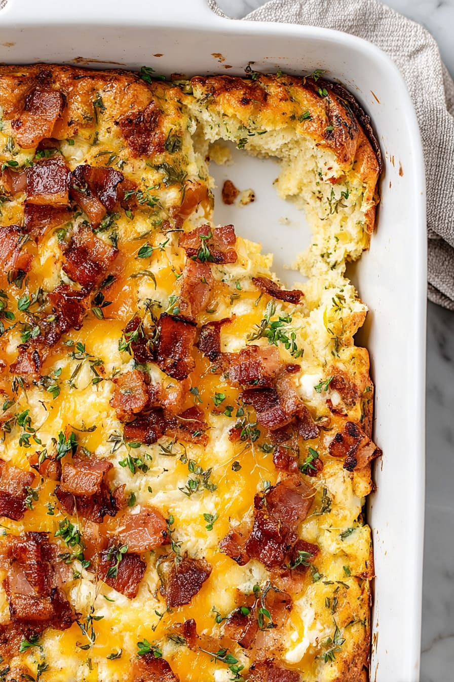Breakfast Casserole With Eggs, Bacon, and Cheese - easy casseroles for diabetics