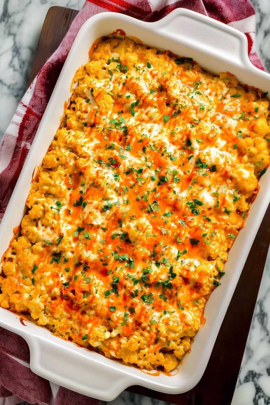 Buffalo Chicken Cauliflower Casserole