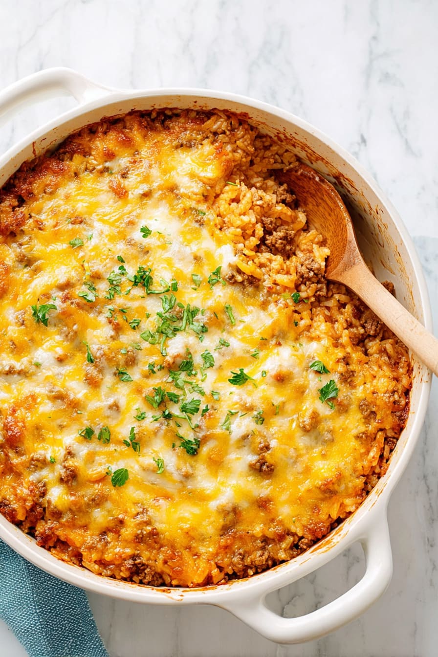 Cheeseburger Cauliflower Rice Casserole