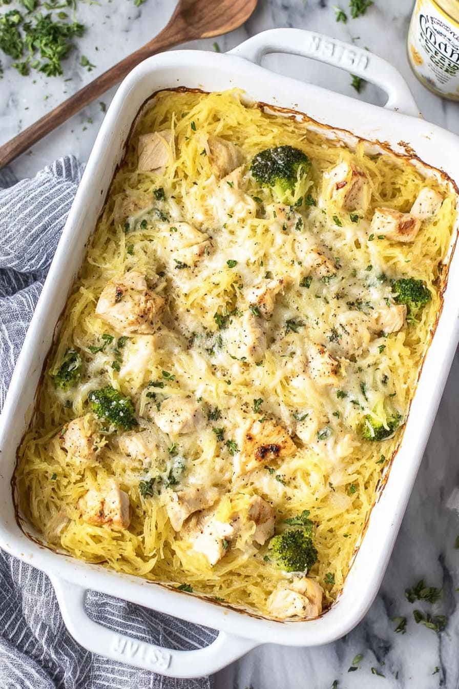 Chicken Alfredo Spaghetti Squash Casserole