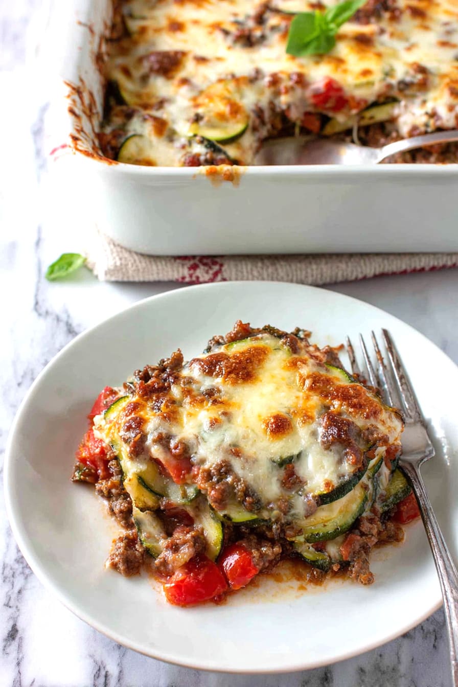 Ground Beef, Zucchini, and Tomato Bake