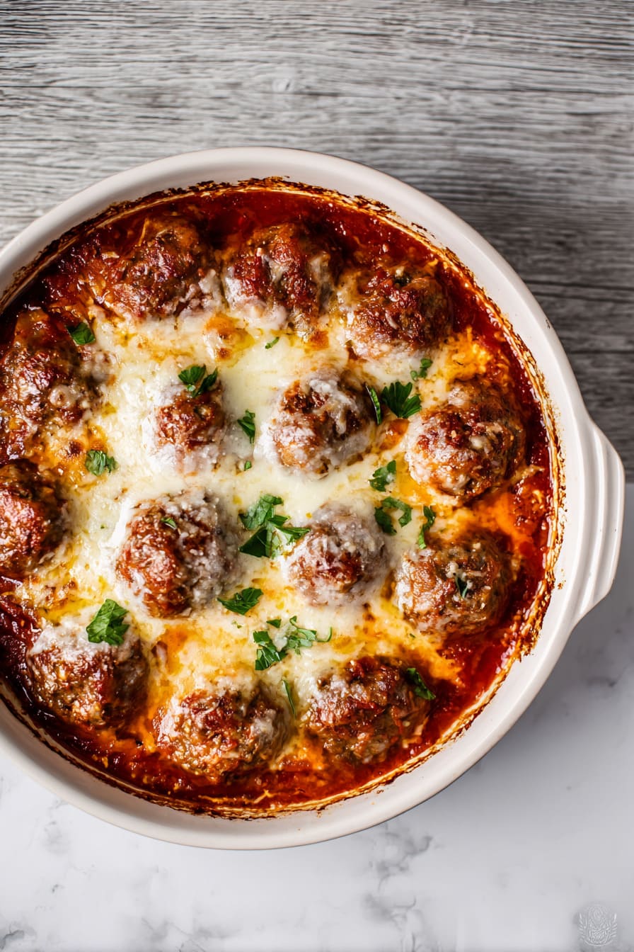 Italian Meatball Casserole With Marinara and Cheese