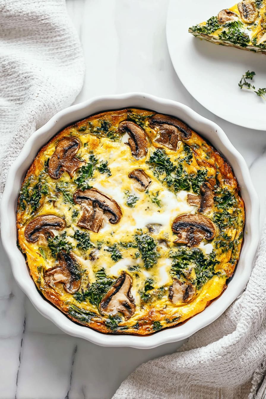 Kale and Mushroom Crustless Quiche - easy casseroles for diabetics