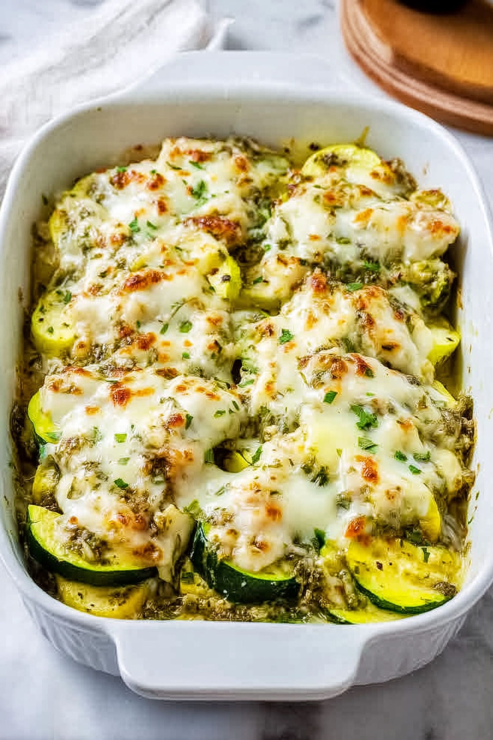 Pesto Chicken Zucchini Bake
