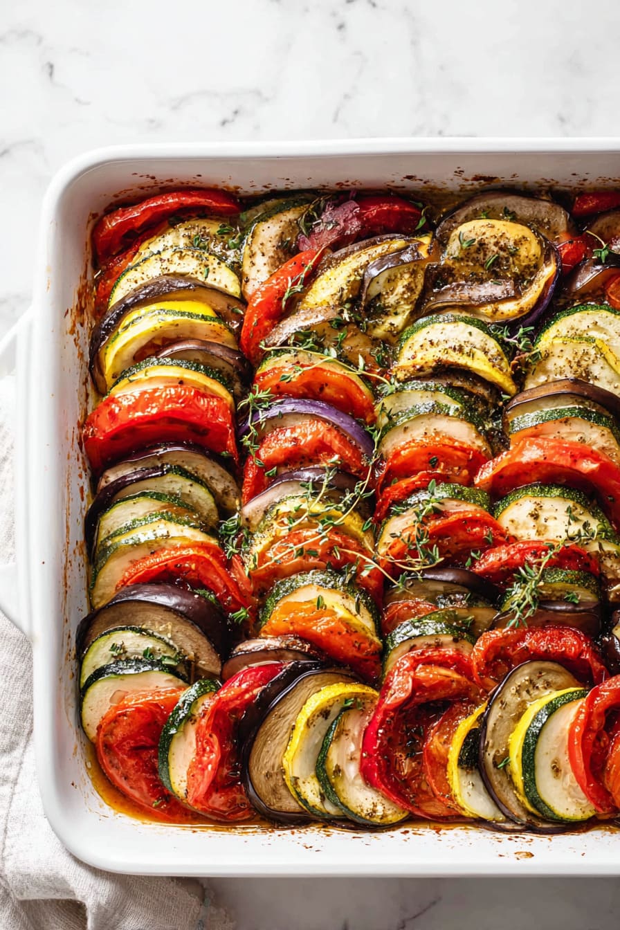 Ratatouille Casserole (Zucchini, Peppers, Eggplant, Tomato) - low carb casseroles for diabetics