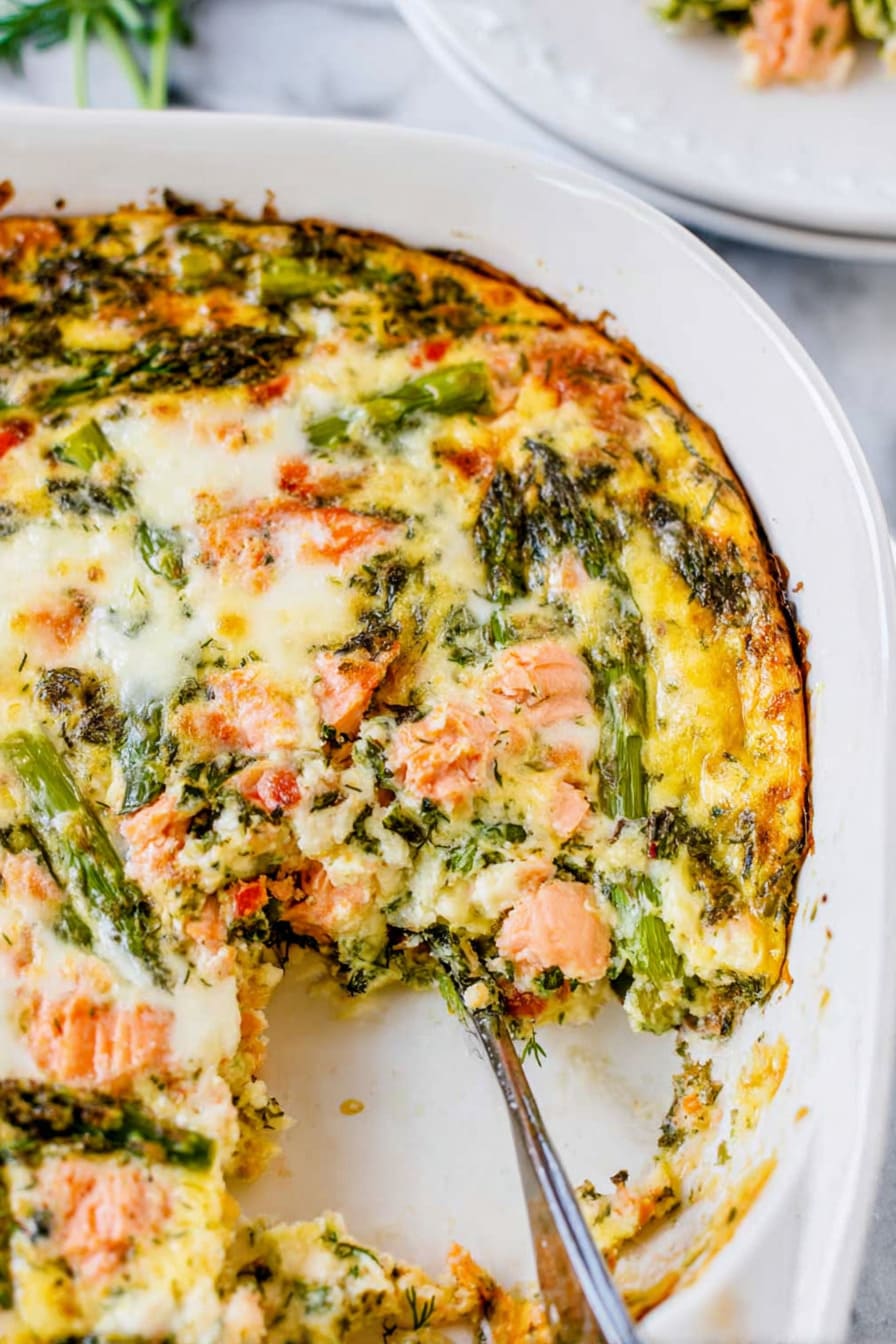 Salmon and Asparagus Dill Bake - healthy casseroles for diabetics