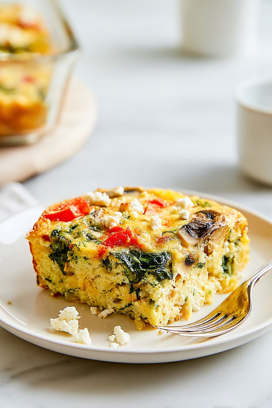 Spinach, Mushroom, and Feta Breakfast Casserole - low carb casseroles for diabetics
