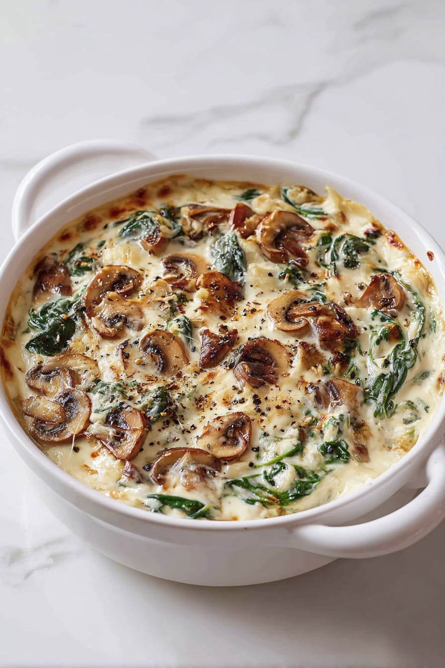 Spinach and Mushroom Alfredo Casserole - low carb casseroles for diabetics