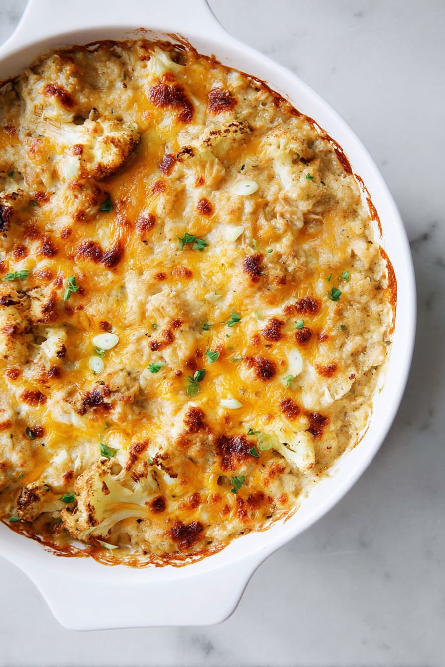 Tuna Melt-Inspired Casserole (With Cauliflower Base) - healthy casseroles for diabetics