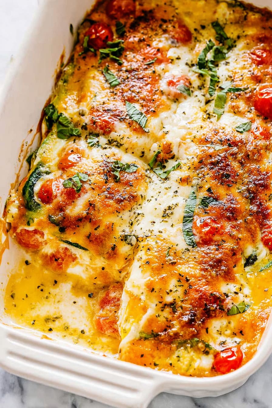 Zucchini, Ricotta, and Tomato Bake - healthy casseroles for diabetics