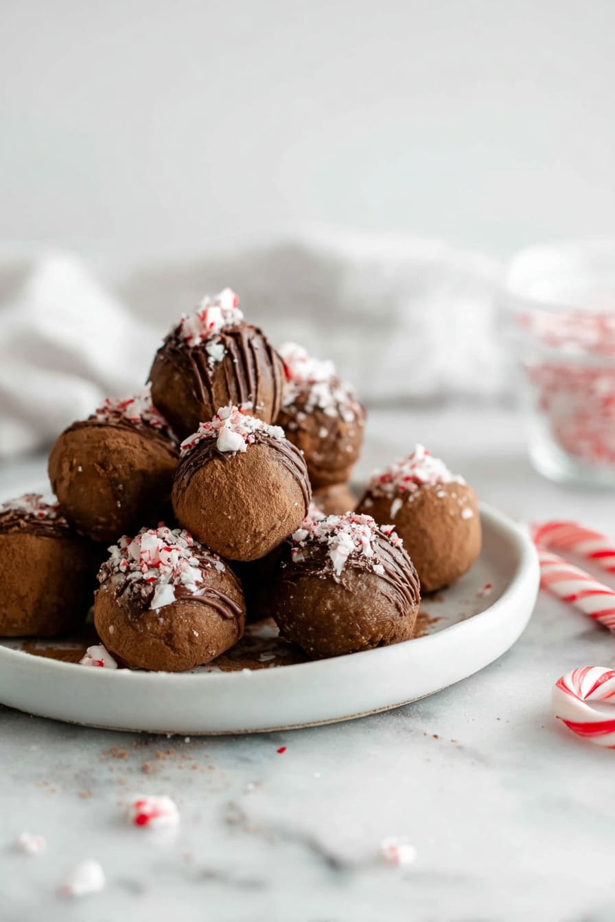 Chocolate Peppermint Protein Bites - sugar-free Christmas desserts for diabetics
