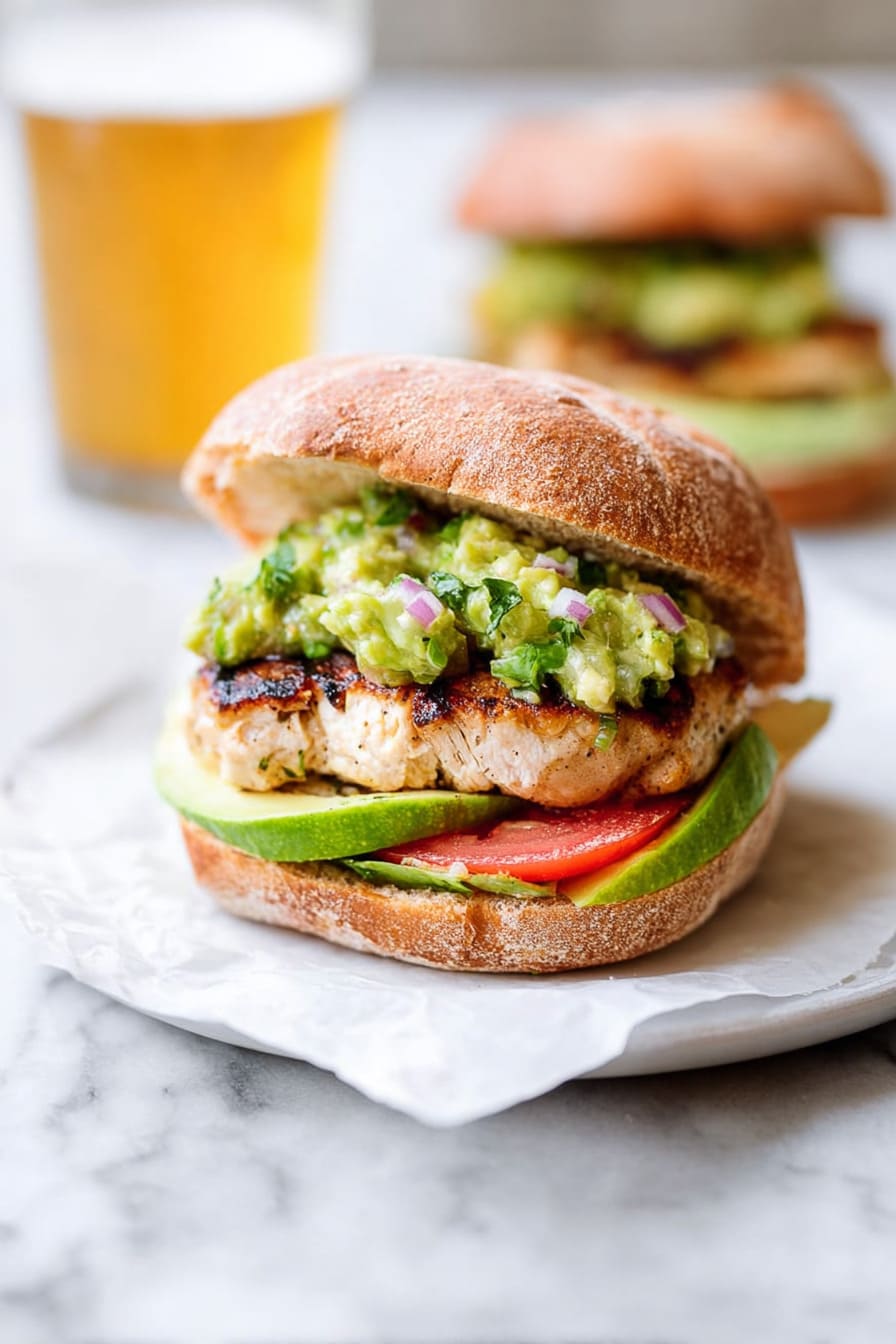 Grilled Chicken Burger with Avocado Salsa