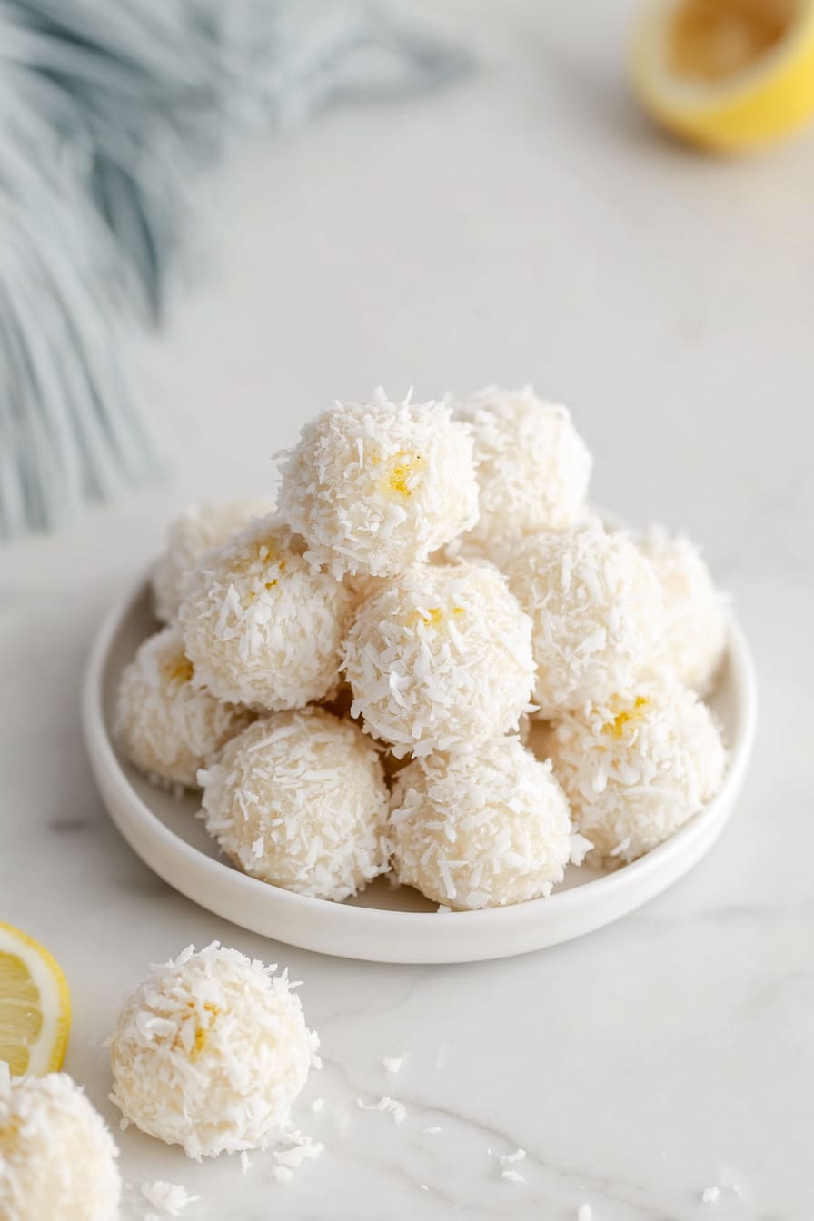 Lemon Coconut Snowballs - easy Christmas desserts for diabetics